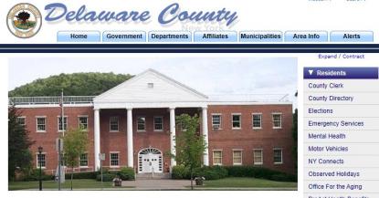 Screenshot of the Delaware County website home page