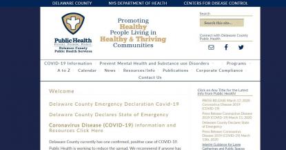 Delaware County Public Health Department website screenshot